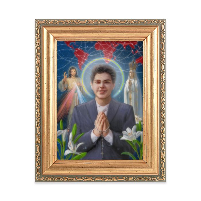 St. Carlo Acutis Print in an Antique Gold Frame