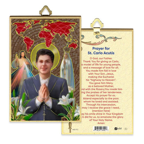 St. Carlo Acutis Gold Foil Mosaic Plaque