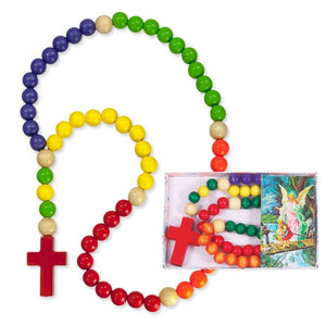 Multicolored Wooden Bead Kiddie Rosary Boxed