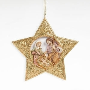 Fontanini Holy Family Gold Glitter Star Ornament