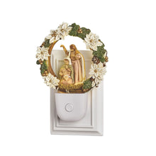 Fontanini Holy Family Poinsettia Wreath Night-Light