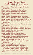 Blessed Jerzy Popieluszko Prayer Card/Litany to Our Lady of Czestochowa