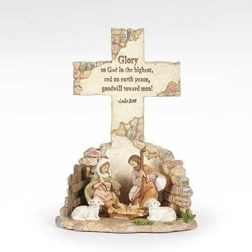 Nativity Tabletop Cross with Verse - Fontanini