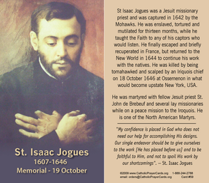 St. Isaac Jogues Prayer Card