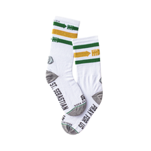 St. Sebastian - Patron of Athletes Adult Socks: Green and Gold