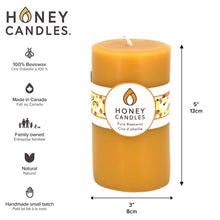 Natural Beeswax Pillar Candle - 5"