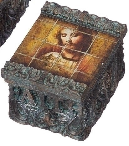 Tile Art Jesus & Lamb Keepsake Box