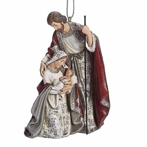 Holy Family Ornament Burgundy & Pewter