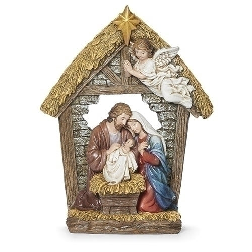 Joseph Holding Baby Jesus Nativity Figure in Stable