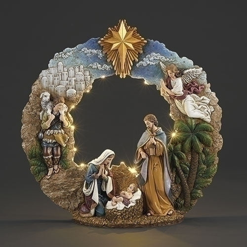 Lighted Standing Nativity Wreath