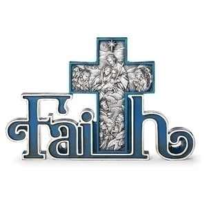 Faith Figure Navy & Silver with Stand