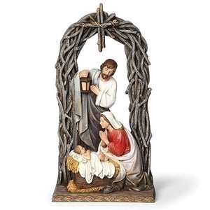 Holy Family Figure Under Vine Arch with Manger