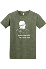 Without Sacrifice - St. Maximilian Kolbe Adult T-Shirt: Heather Military Green / 3XL