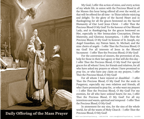 Daily Offering of the Mass Prayer Card - Large