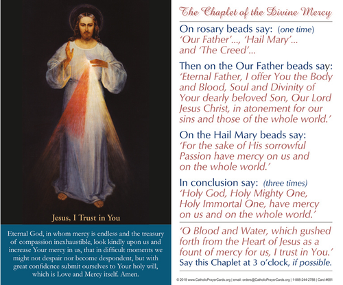 Large Print Divine Mercy Prayer Card