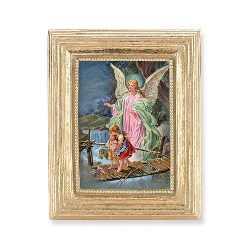 Gold Frame with a Guardian Angel Print