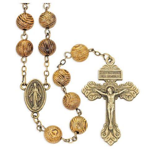 Brown Wood Bead Rosary