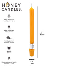 Natural Beeswax 9" Base Candlesticks