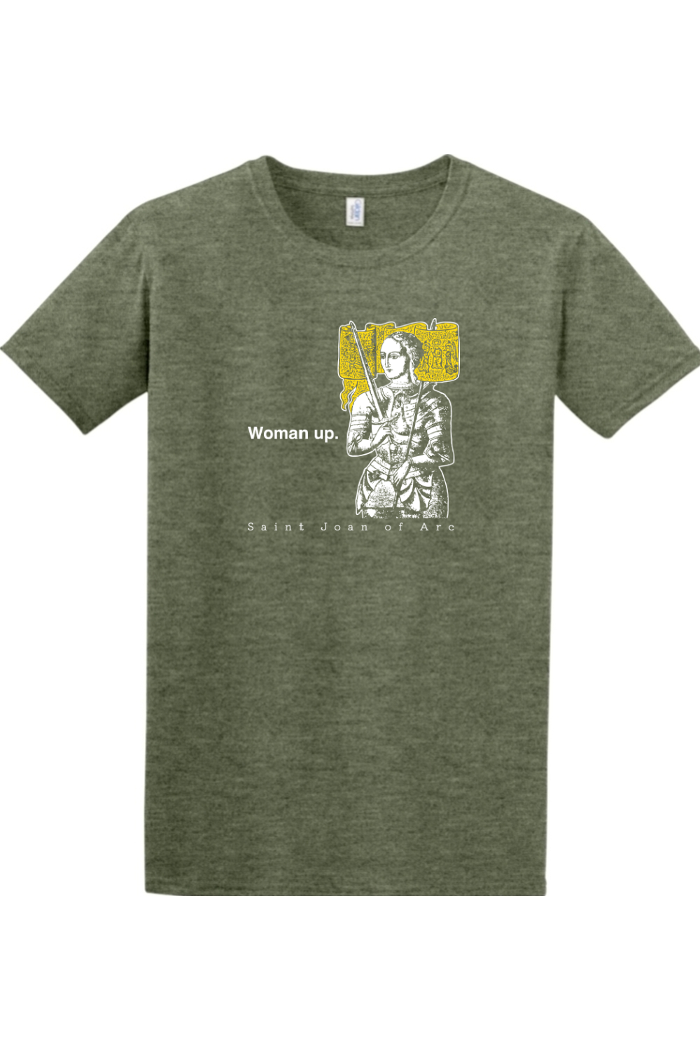 Woman Up - St. Joan of Arc Adult T-Shirt: Heather Military Green / 2XL