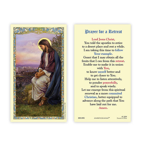 Prayer for a Retreat/Christ Overlooking Jerusalem Holy Card