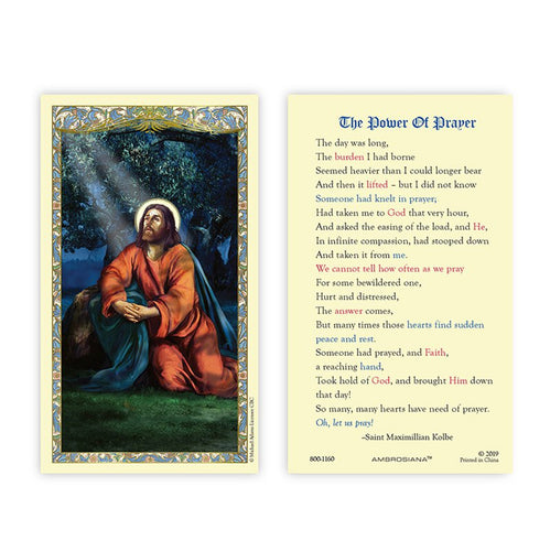 Christ in the Garden Laminated Holy Card