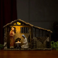 Three Kings Lighted Nativity Stable To Accompany 10 Inch Set