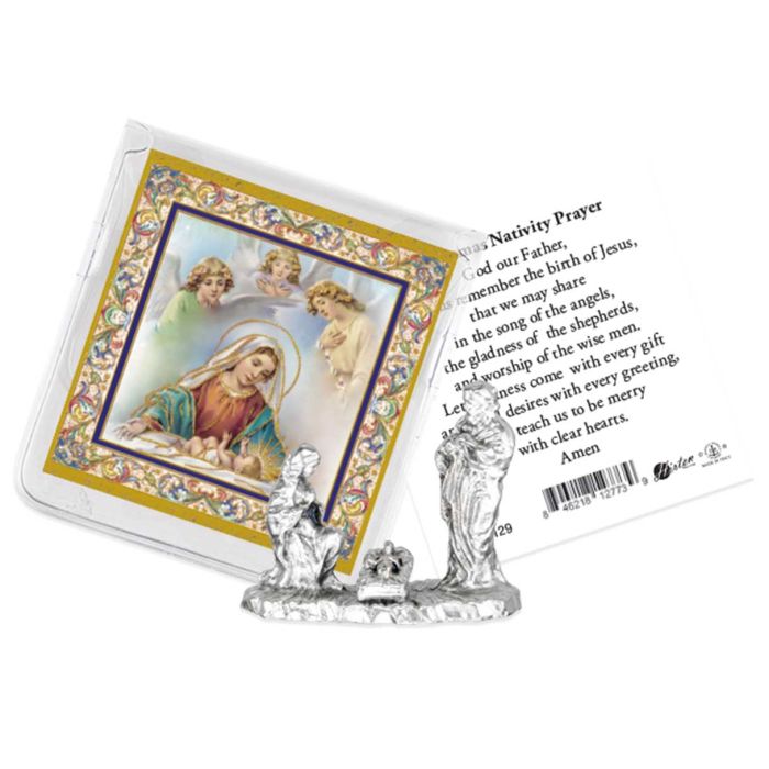 Nativity Pocket Statue with Holy Card in a Clear Pouch