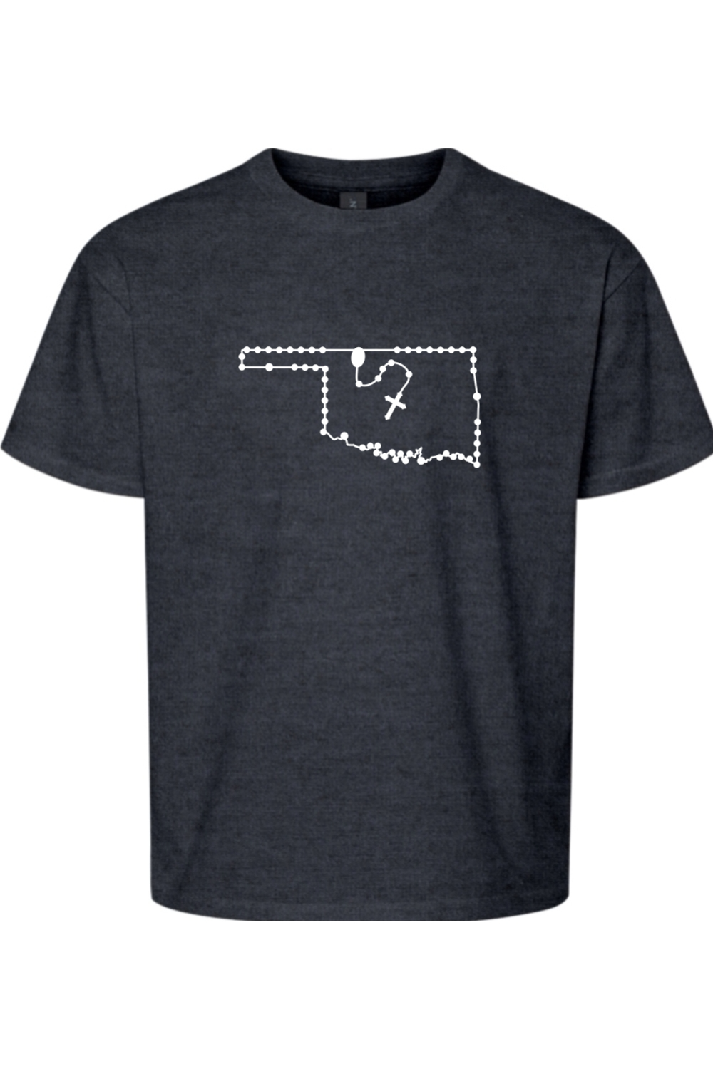 Oklahoma Catholic Rosary Youth T-shirt: Dark Heather / M
