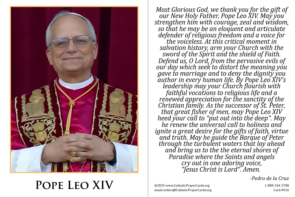 Pope Leo XIV Prayer Card