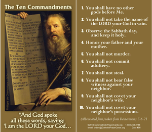 Ten Commandments Prayer Card