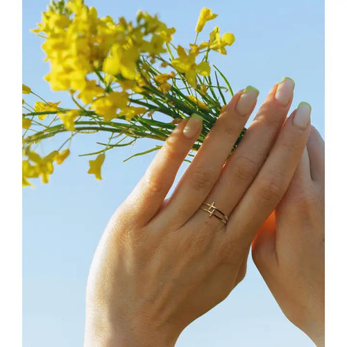 Double Cross Gold Ring Size 8