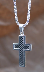 Black Carbon Fiber Cross Necklace