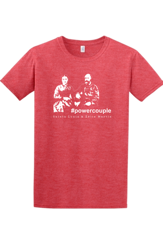 #Powercouple - Sts. Louis & Zelie Adult T-Shirt: Heather Red / XL