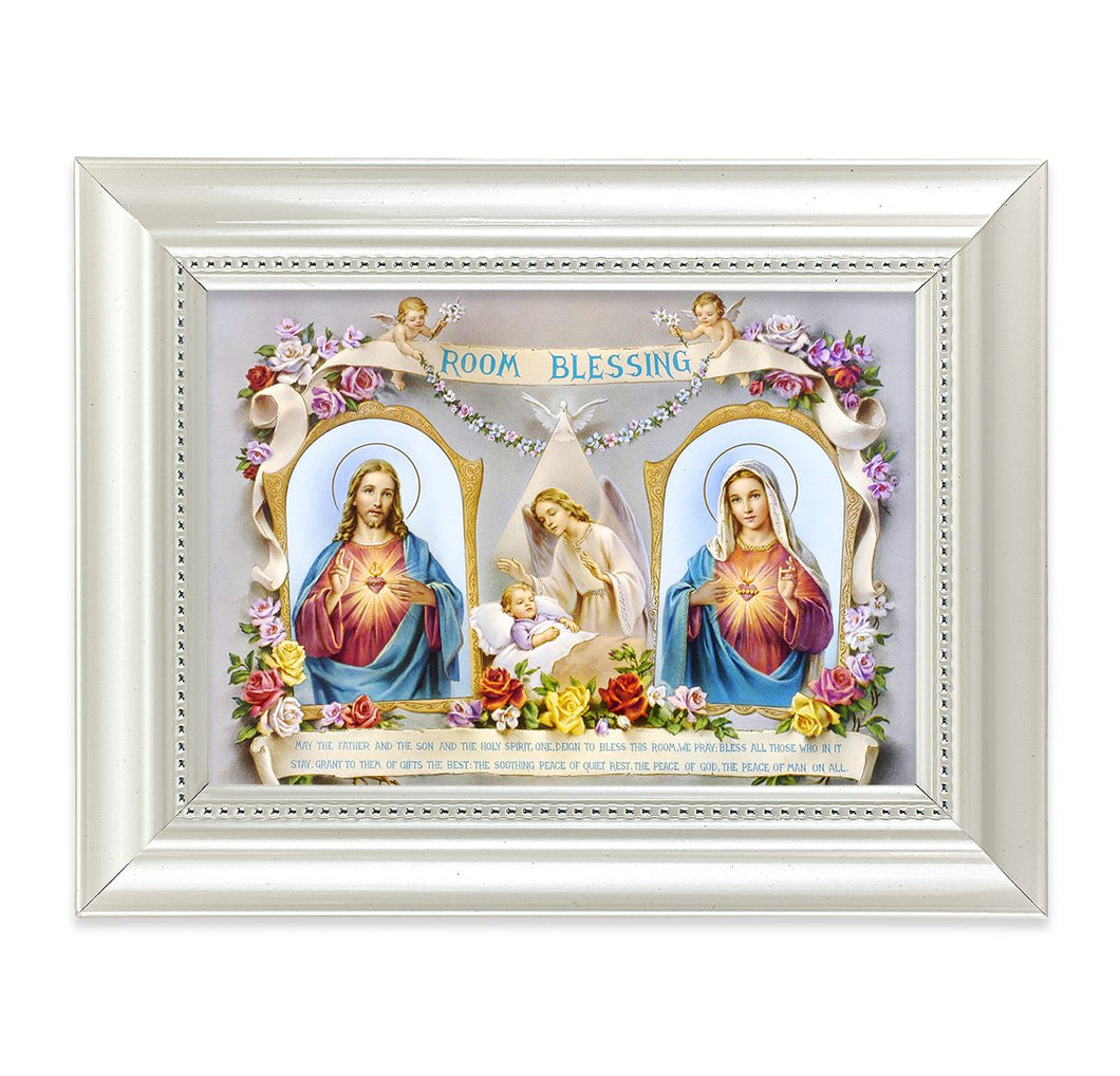 Pearlized White Frame with a Baby Room Blessing Print