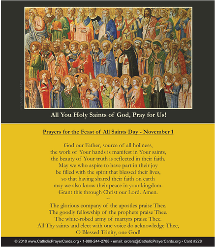 Feast of All Saints' Day Prayer Card