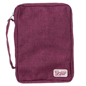 Plum Poly-Canvas Value Bible Cover with Grace Badge - John 1:16