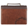 Crown of Thorns Brown Faux Leather Classic Bible Cover - Isaiah 53:3