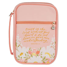 Trust in the Lord Peach Floral Faux Leather Fashion Bible Cover - Proverbs 3:5