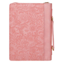Those Who Trust Coral Pink Floral Faux Leather Classic Bible Cover - Isaiah 40:31