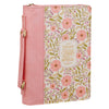 Those Who Trust Coral Pink Floral Faux Leather Classic Bible Cover - Isaiah 40:31