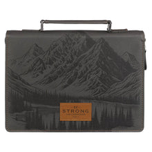 Be Strong and Courageous Charcoal Gray Faux Leather Classic Bible Cover - Joshua 1:9
