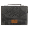 Be Strong and Courageous Charcoal Gray Faux Leather Classic Bible Cover - Joshua 1:9