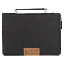 Be Strong Black Faux Leather Classic Bible Cover - Ephesians 6:10