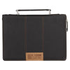 Be Strong Black Faux Leather Classic Bible Cover - Ephesians 6:10