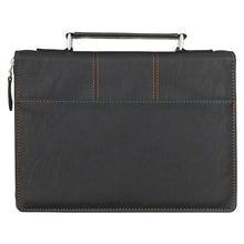 Be Strong Black Faux Leather Classic Bible Cover - Ephesians 6:10