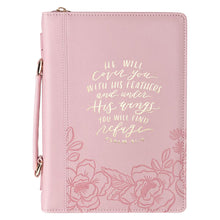 Under His Wings Pink Faux Leather Fashion Bible Cover - Psalm 91:4