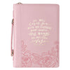 Under His Wings Pink Faux Leather Fashion Bible Cover - Psalm 91:4