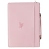 Under His Wings Pink Faux Leather Fashion Bible Cover - Psalm 91:4