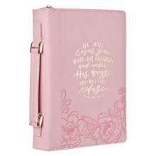 Under His Wings Pink Faux Leather Fashion Bible Cover - Psalm 91:4