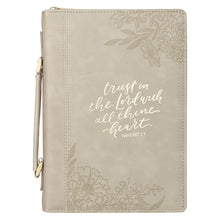 Trust in the Lord Taupe Faux Leather Fashion Bible Cover - Proverbs 3:5